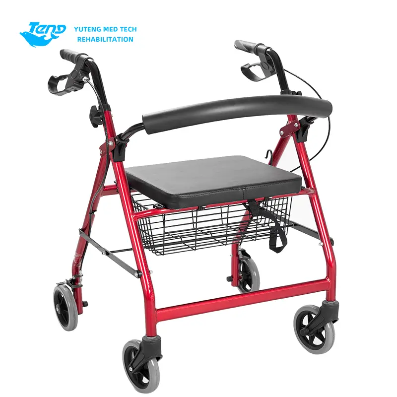 Stalen wandelrollator met stoel
